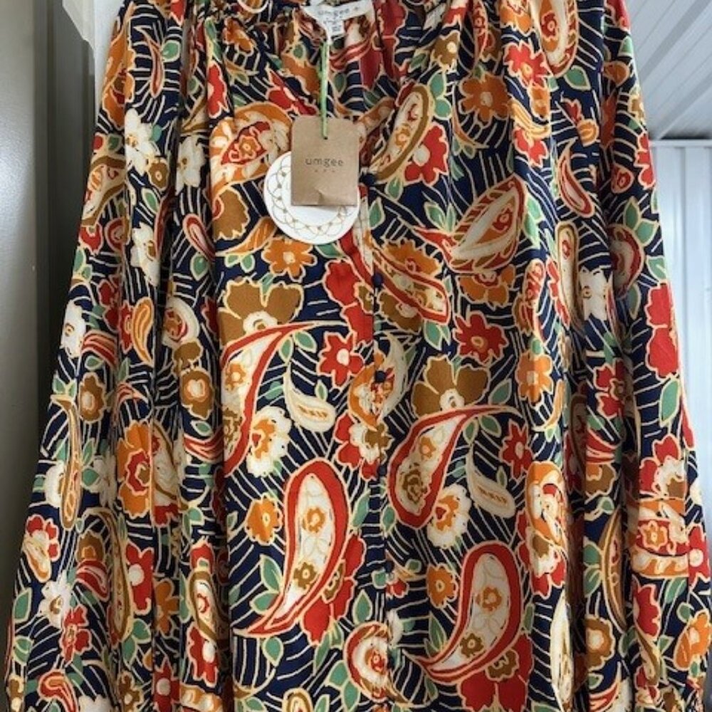 Paisley Print Long Sleeve Blouse